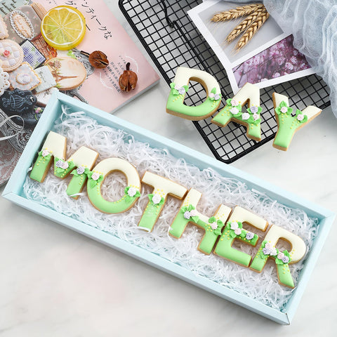 Xzhloym birthday and holiday party decor using alphabet cookie shapes