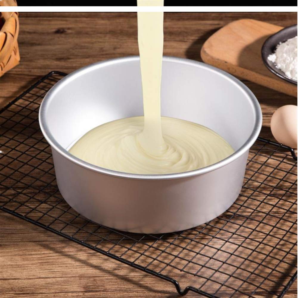 XZJMY mini round cake pans side view highlighting sturdy aluminum for daily baking