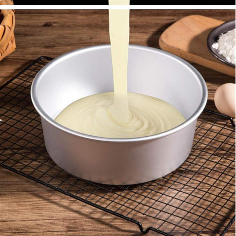 XZJMY mini round cake pans side view highlighting sturdy aluminum for daily baking