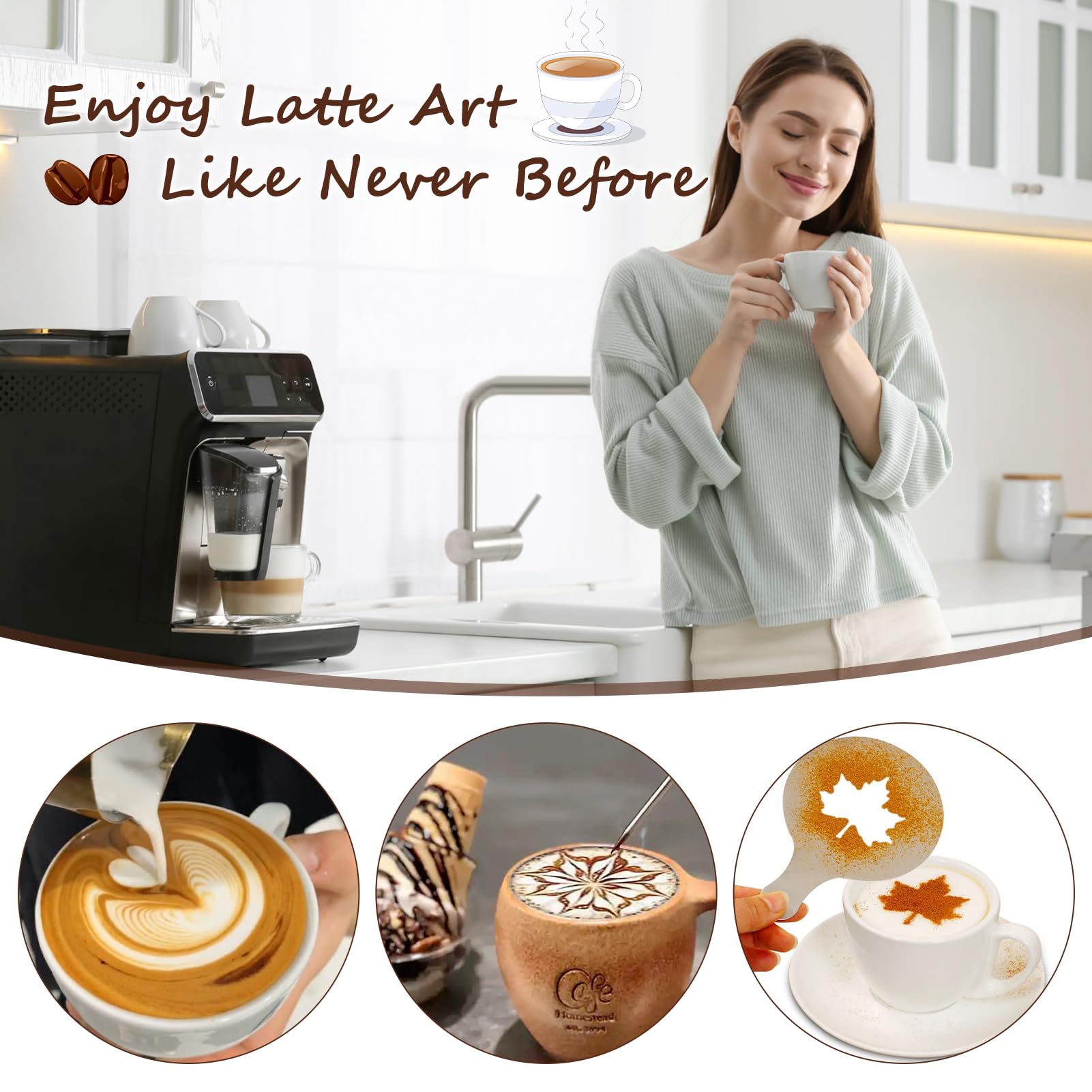 Y-Step coffee stencils create beautiful latte art patterns for sharing