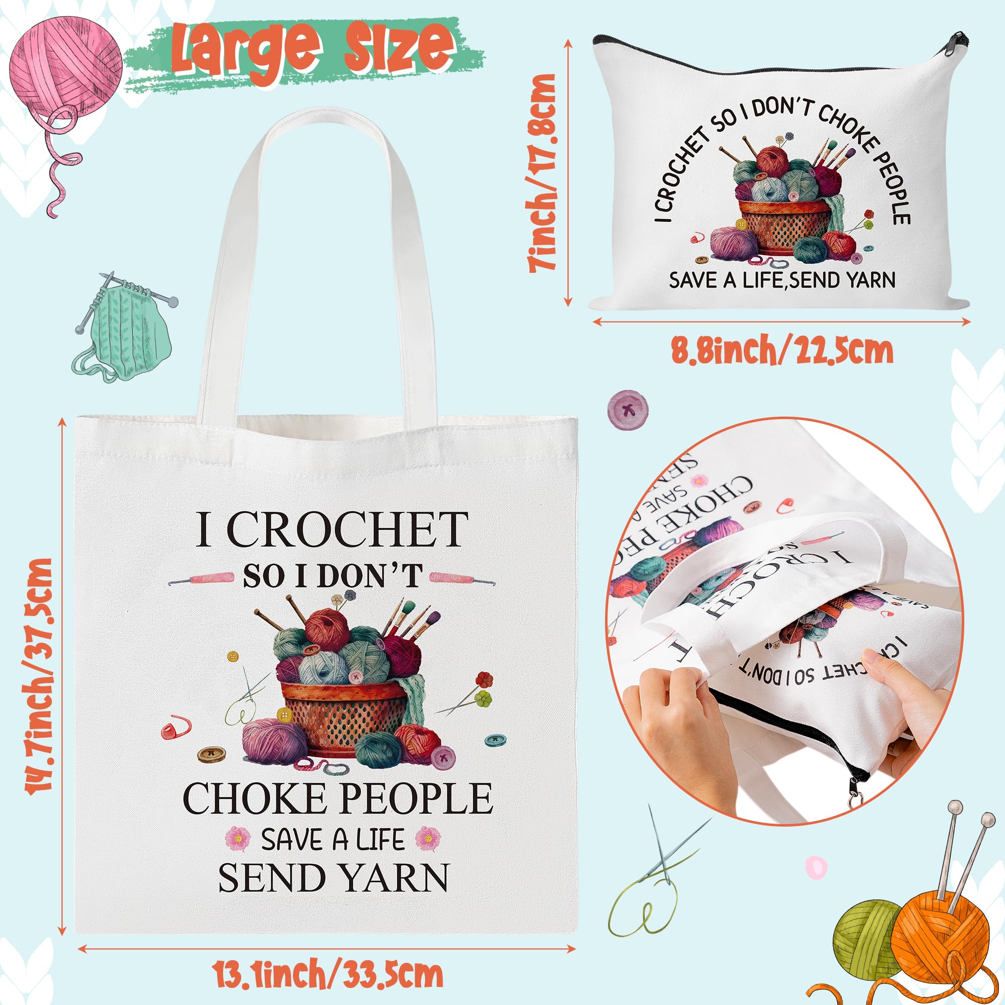 Y1tvei crochet canvas tote handle closeup showing sturdy, comfortable carrying for crafts.