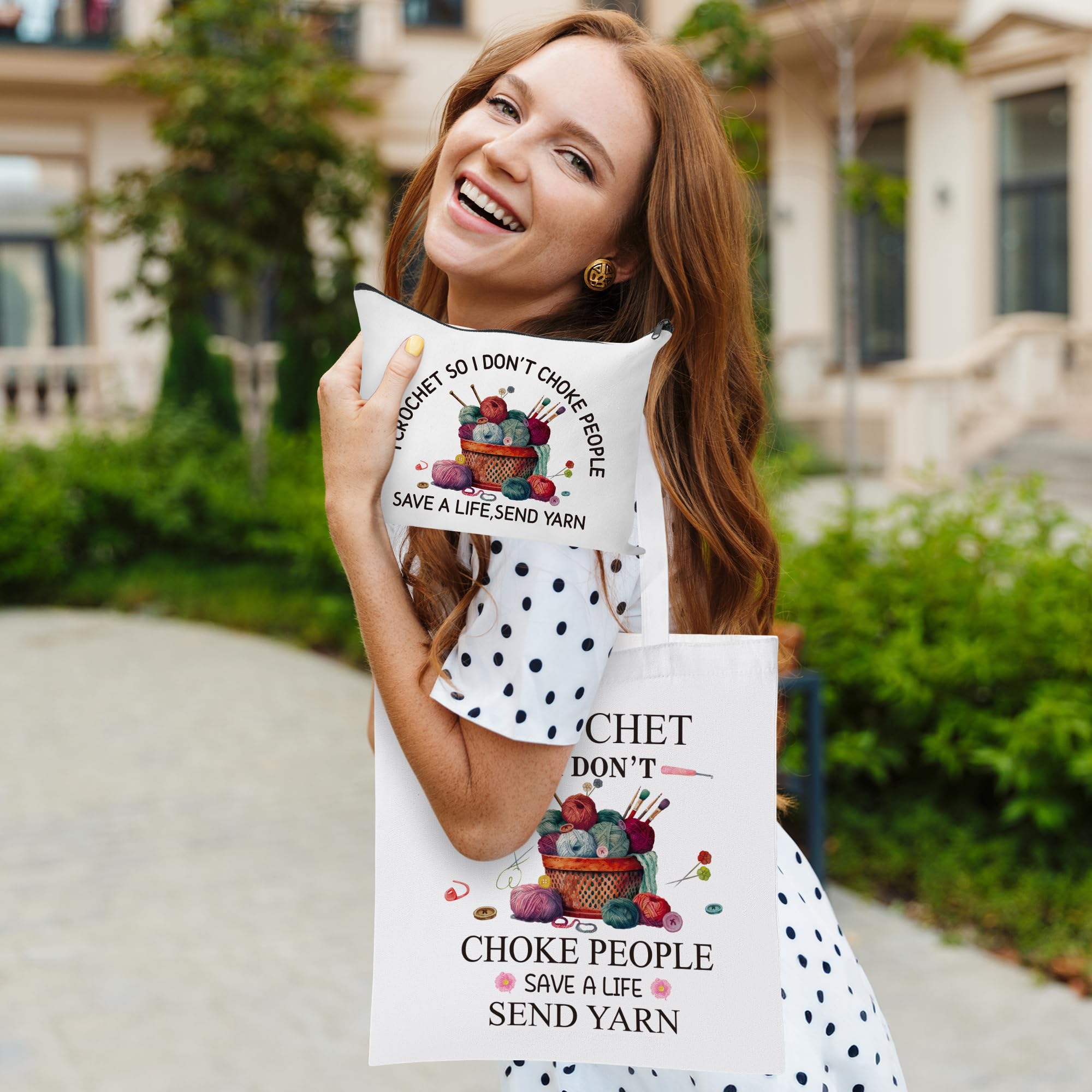 Y1tvei yarn-basket-design tote highlights vibrant pattern and yarn storage on the go.