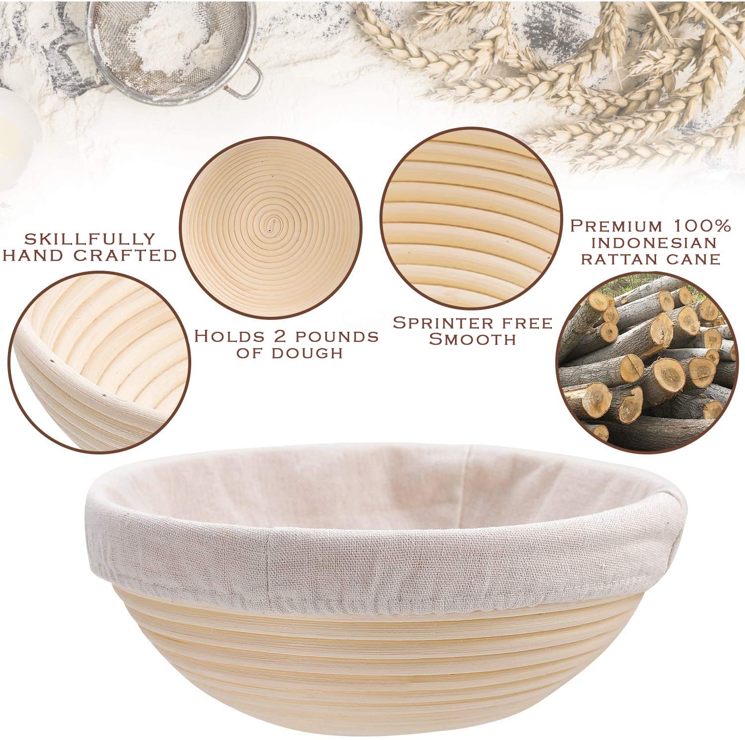 YAANI oval banneton 10-inch for versatile shaping