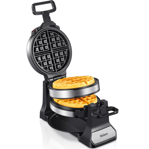 Yabano Belgian waffle maker with rotating design for even browning and easy operation