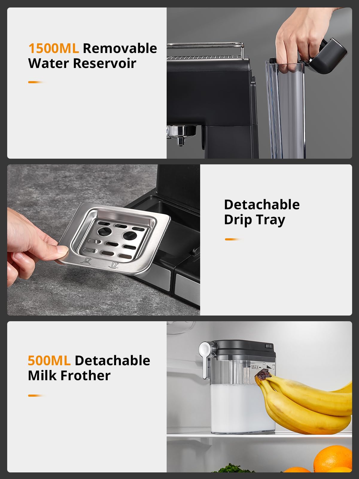 Yabano control panel demonstrates one-touch drink customization for espresso or latte.