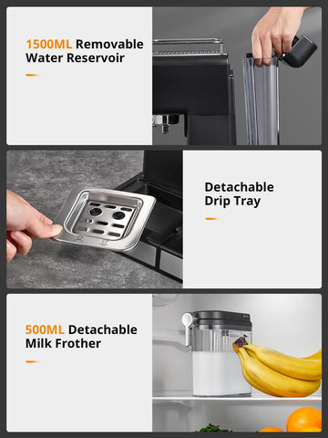 Yabano control panel demonstrates one-touch drink customization for espresso or latte.