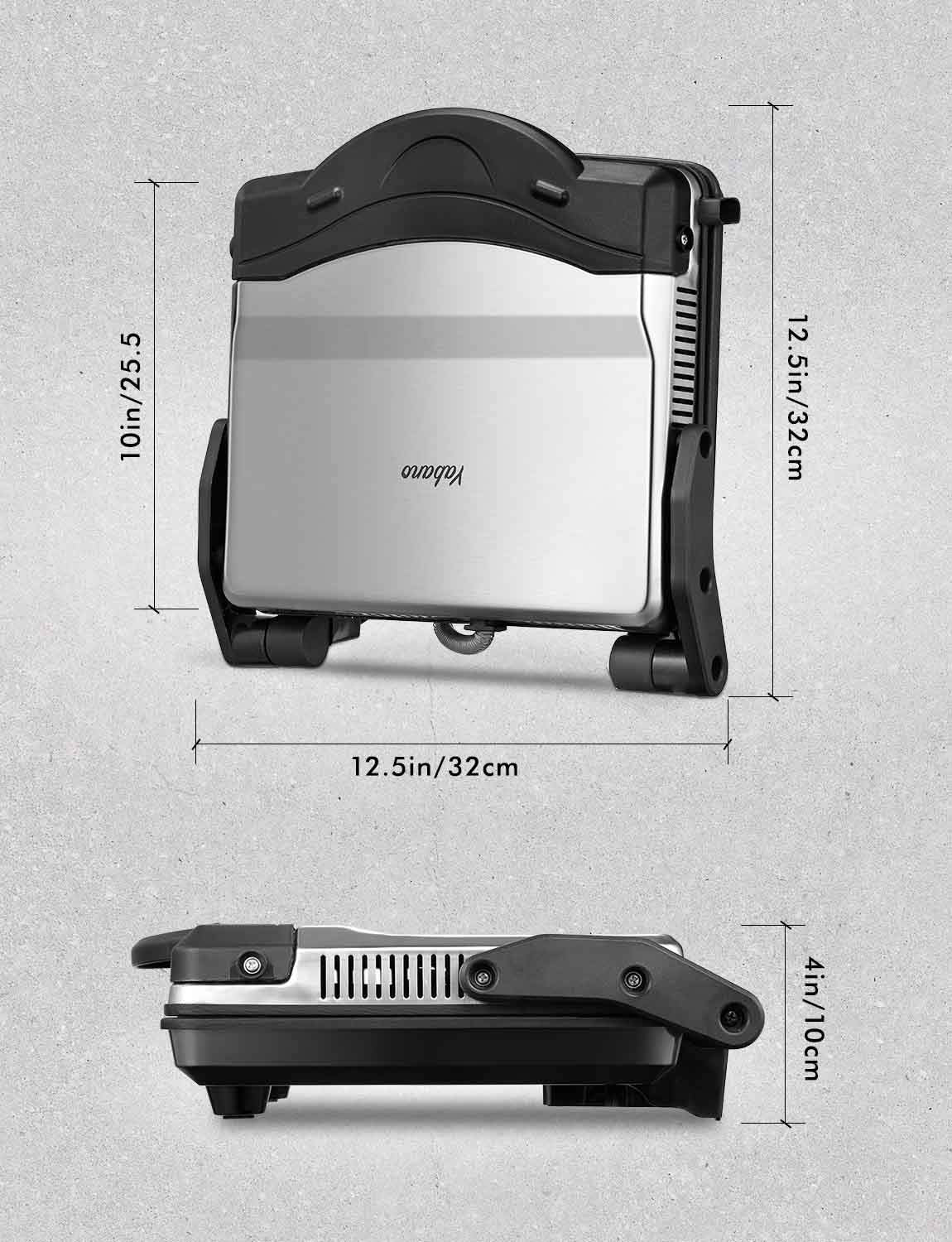 Yabano Panini Press illustrates compact, four-slice cooking capacity