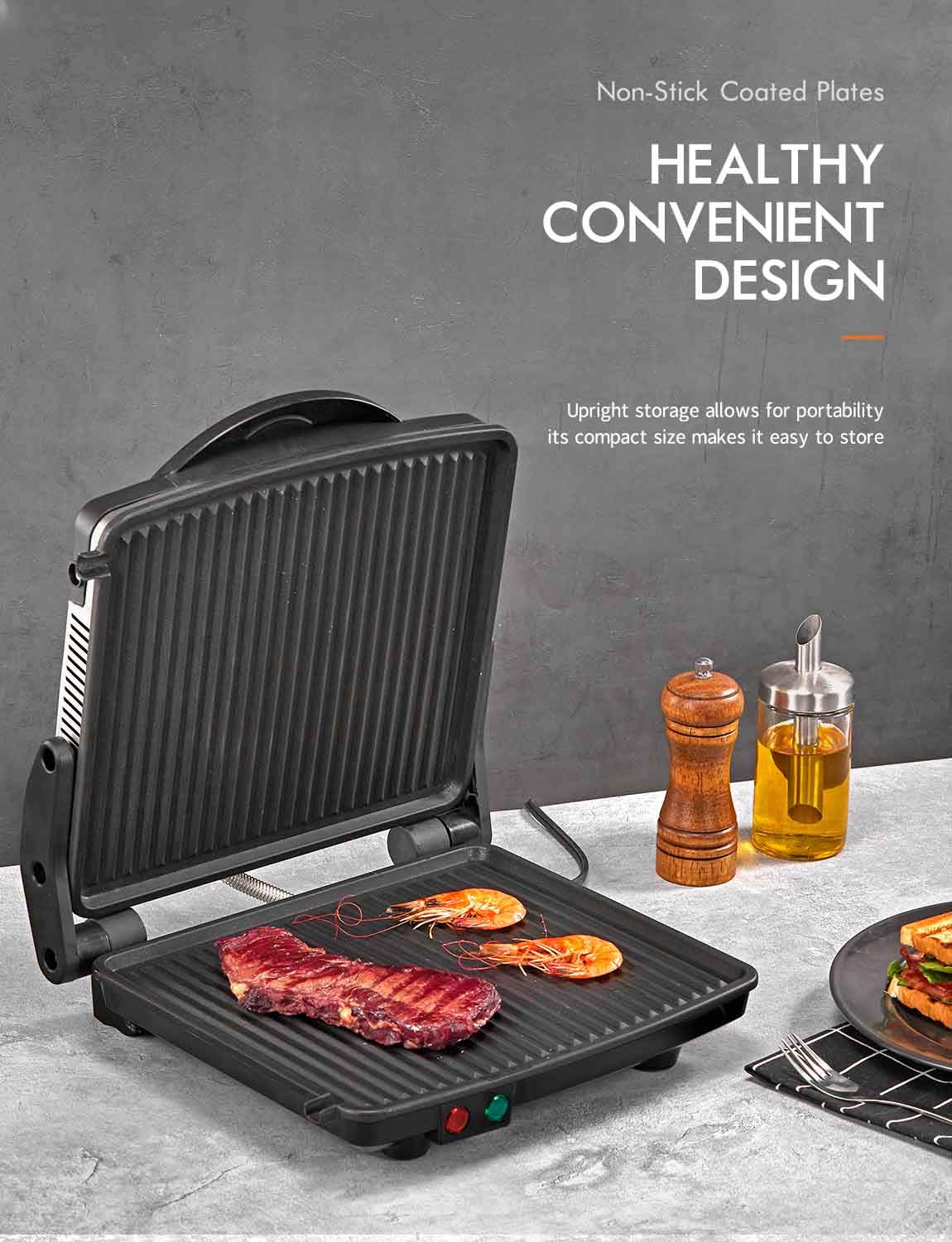 Yabano Panini Press stainless steel housing wiped clean easily