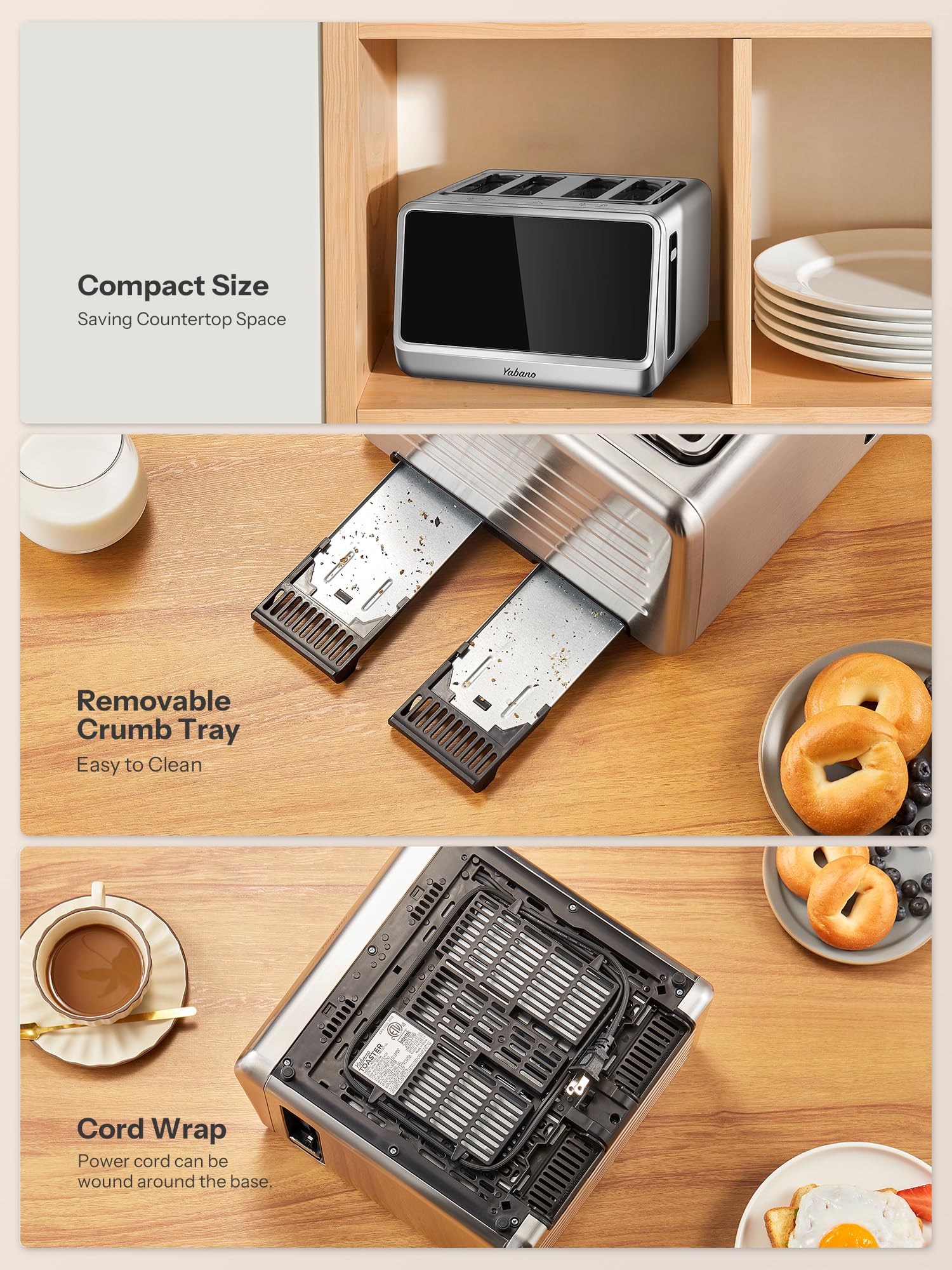 Compact Yabano design with cord wrap for tidy storage.