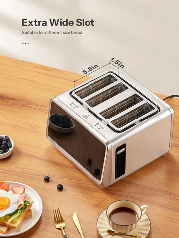 Multifunction controls including defrost and reheat on the Yabano toaster.