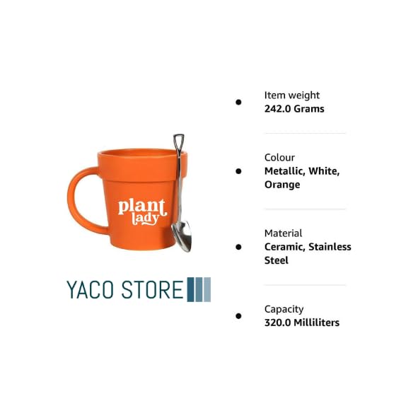 YACO STORE Easy-clean ceramic Plant Lady mug, hand wash recommended.