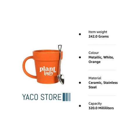 YACO STORE Easy-clean ceramic Plant Lady mug, hand wash recommended.