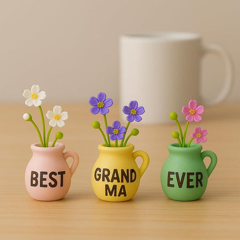 Bright green vase magnet adds lifelike flowers to any magnetic surface.