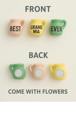 Close-up of strong magnets securing mini vases to a metal surface.