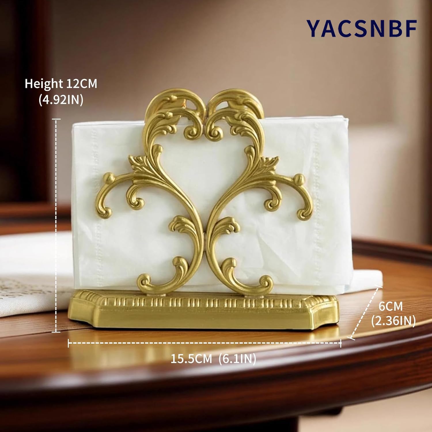 YACSNBF Gold napkin holder on countertop enhances decor