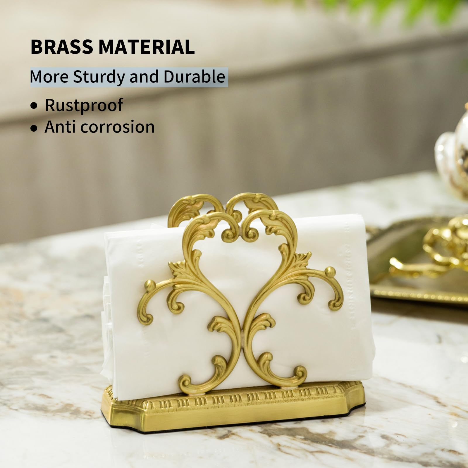 YACSNBF Upright brass napkin holder prevents napkin tipping
