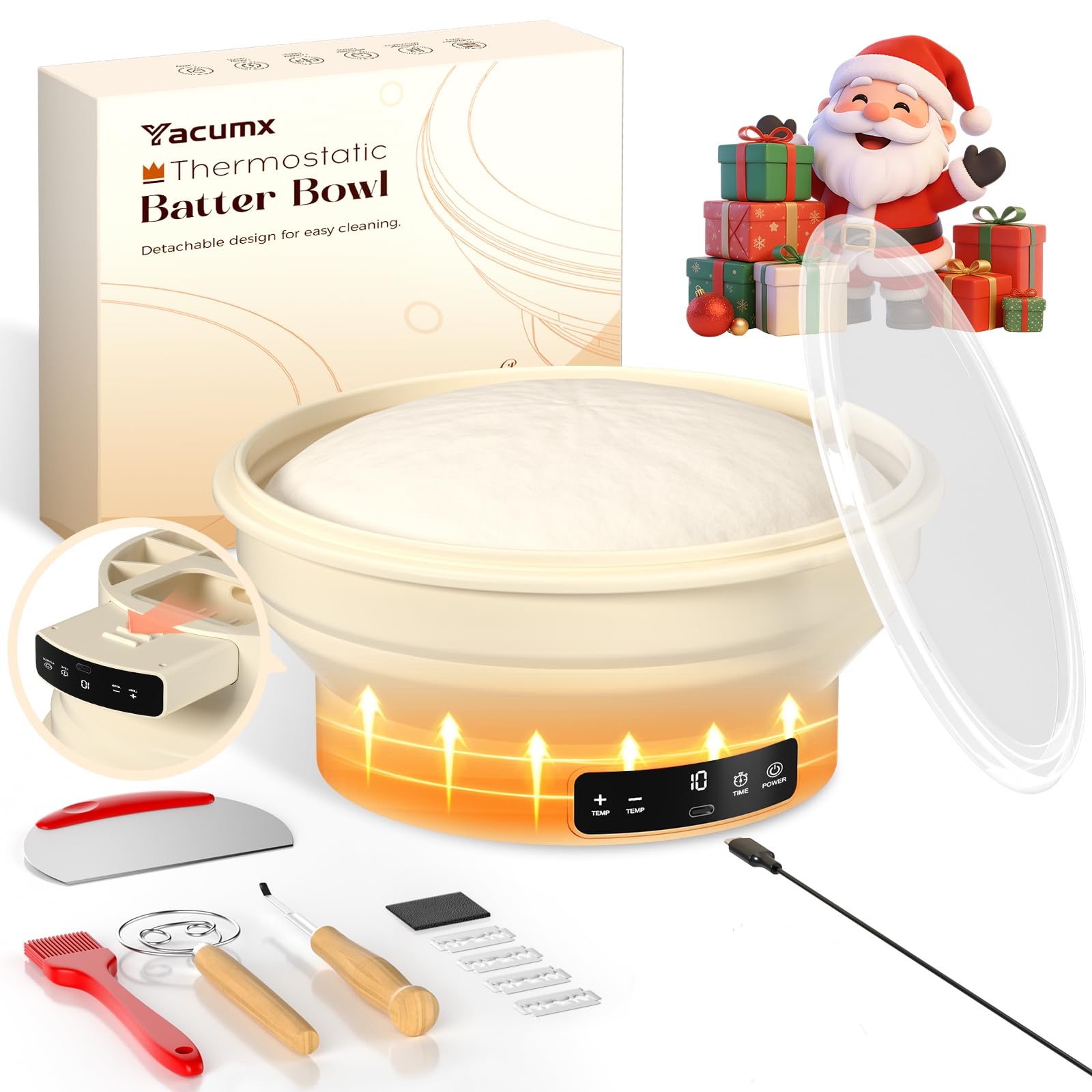 Yacumx electric sourdough starter kit with a 9-inch silicone banneton for even proofing.