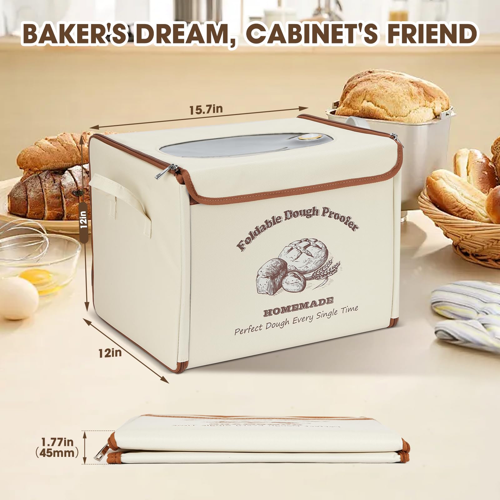 Yacumx foldable bread proofing box folded storage demonstrates ultra-compact design.