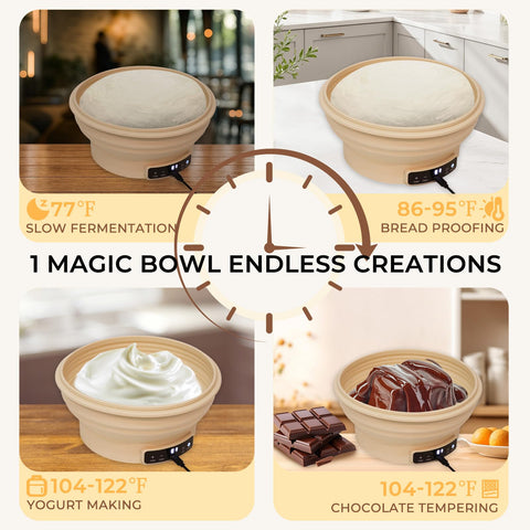 Transparent PP lid and linen cloth cover from Yacumx for controlled dough rise.