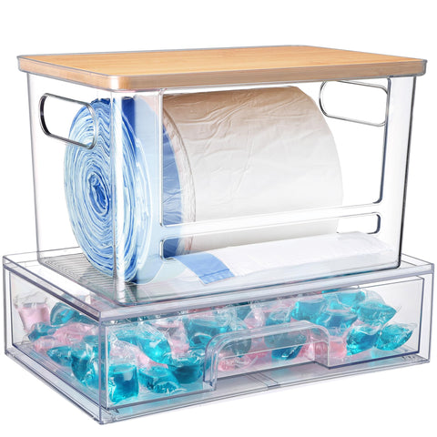 YAFFWA trash bag holder under sink with clear view for quick replenishment