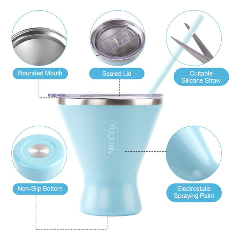 Yagady splash-proof blue lid seals securely for spill-free enjoying outdoors.