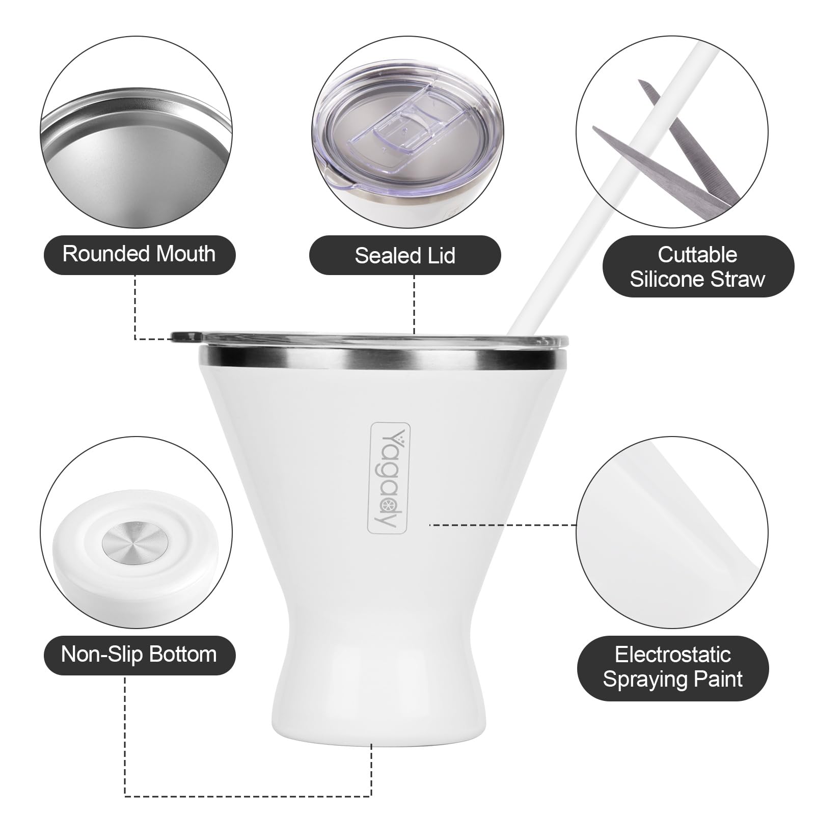 Yagady splash-proof lid and non-slip base for stability