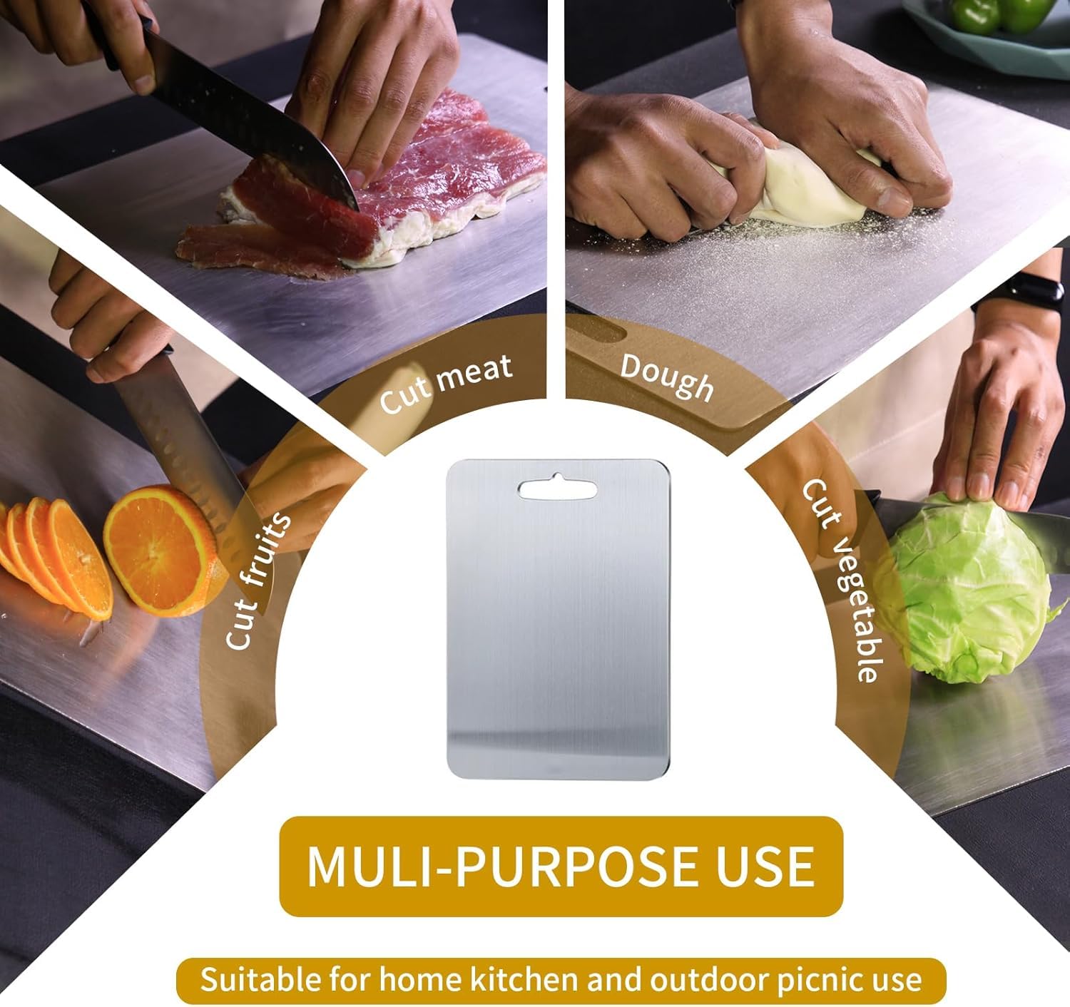 Yainmos titanium cutting board durable, versatile tool for a busy kitchen.