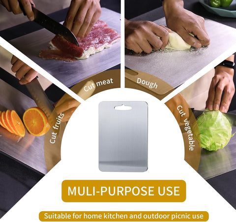 Yainmos titanium cutting board durable, versatile tool for a busy kitchen.