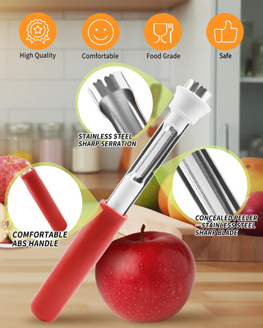 YAKAUEI apple corer and peeler in use streamlines peeling and coring.