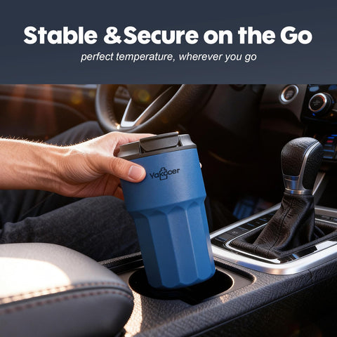 Yakooer travel mug fits most car cup holders securely