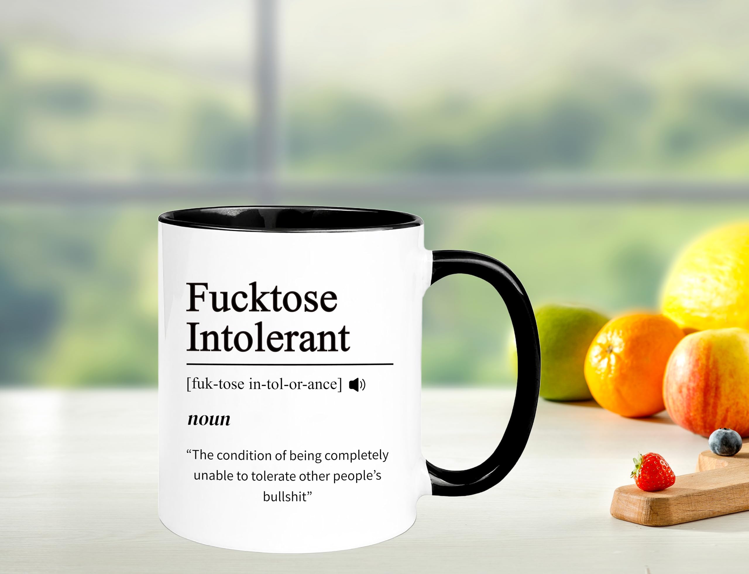 Yalocib Fucktose Intolerant mug doubles as a humorous conversation starter.