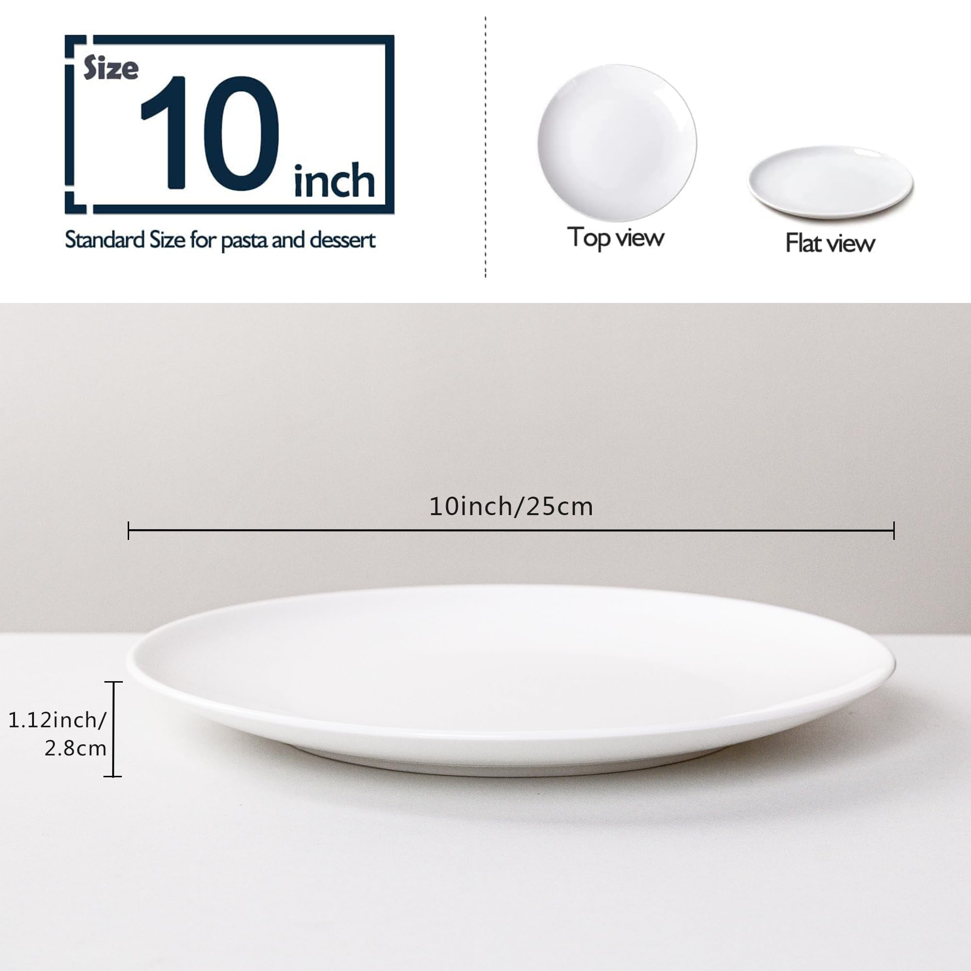 YALONG white dinner plates set of 6 for family meals