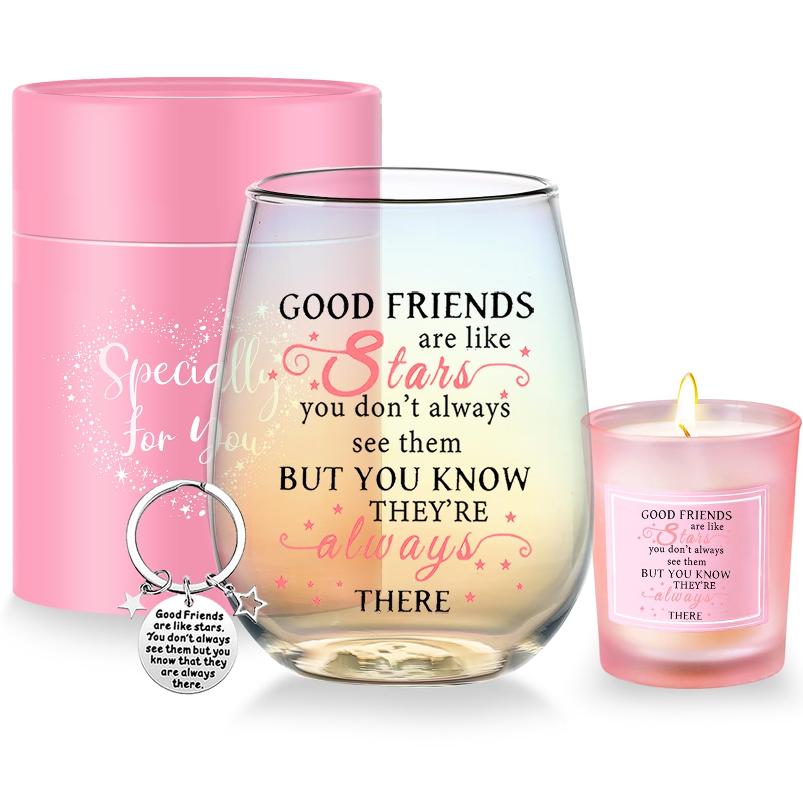 Yalucky Good-Friend wine glass with iridescent finish for personalized gifting.