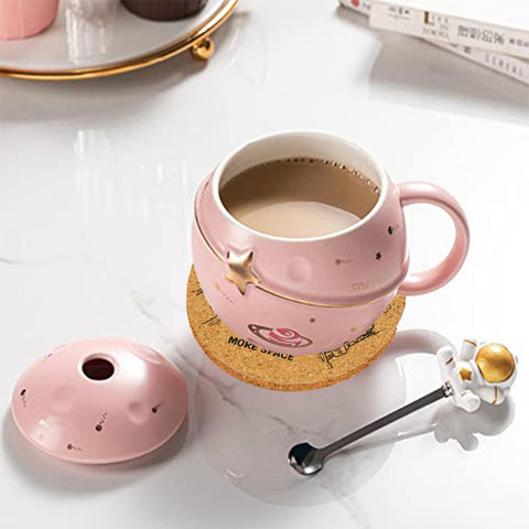 Yalucky Pink Kawaii Mug closeup shows playful, eye catching pattern