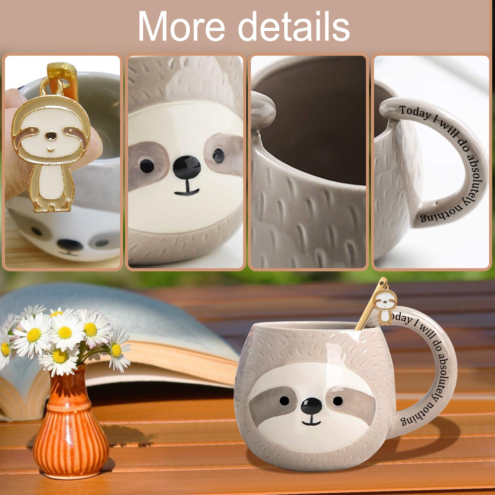 Compact ceramic mug with dimensions around 5.3 by 3.7 inches.