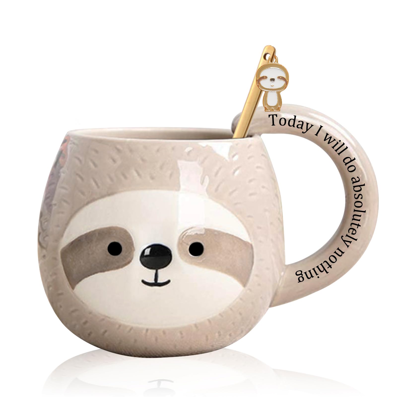Yalucky sloth mug shows sleeping sloth design, ideal for a cozy 11oz coffee.