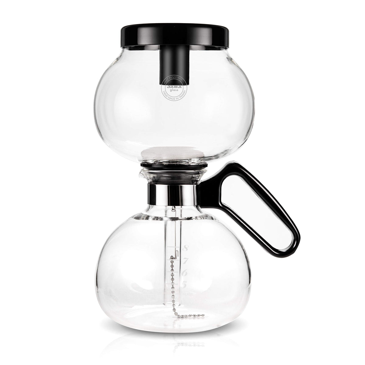 Yama Glass 8-Cup Siphon on stove, dramatic brewing and aroma.