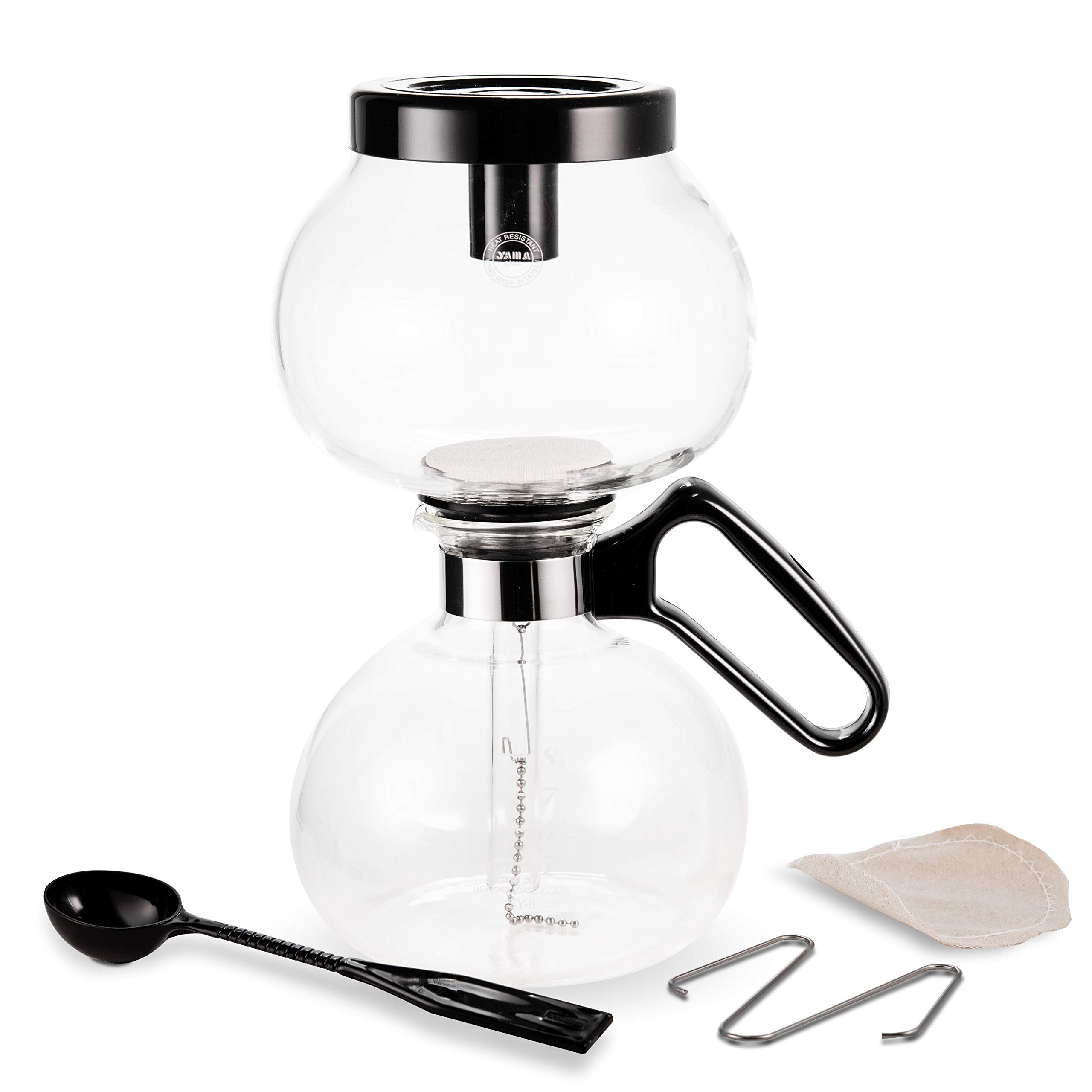Yama Glass borosilicate glass construction for durable brewing.