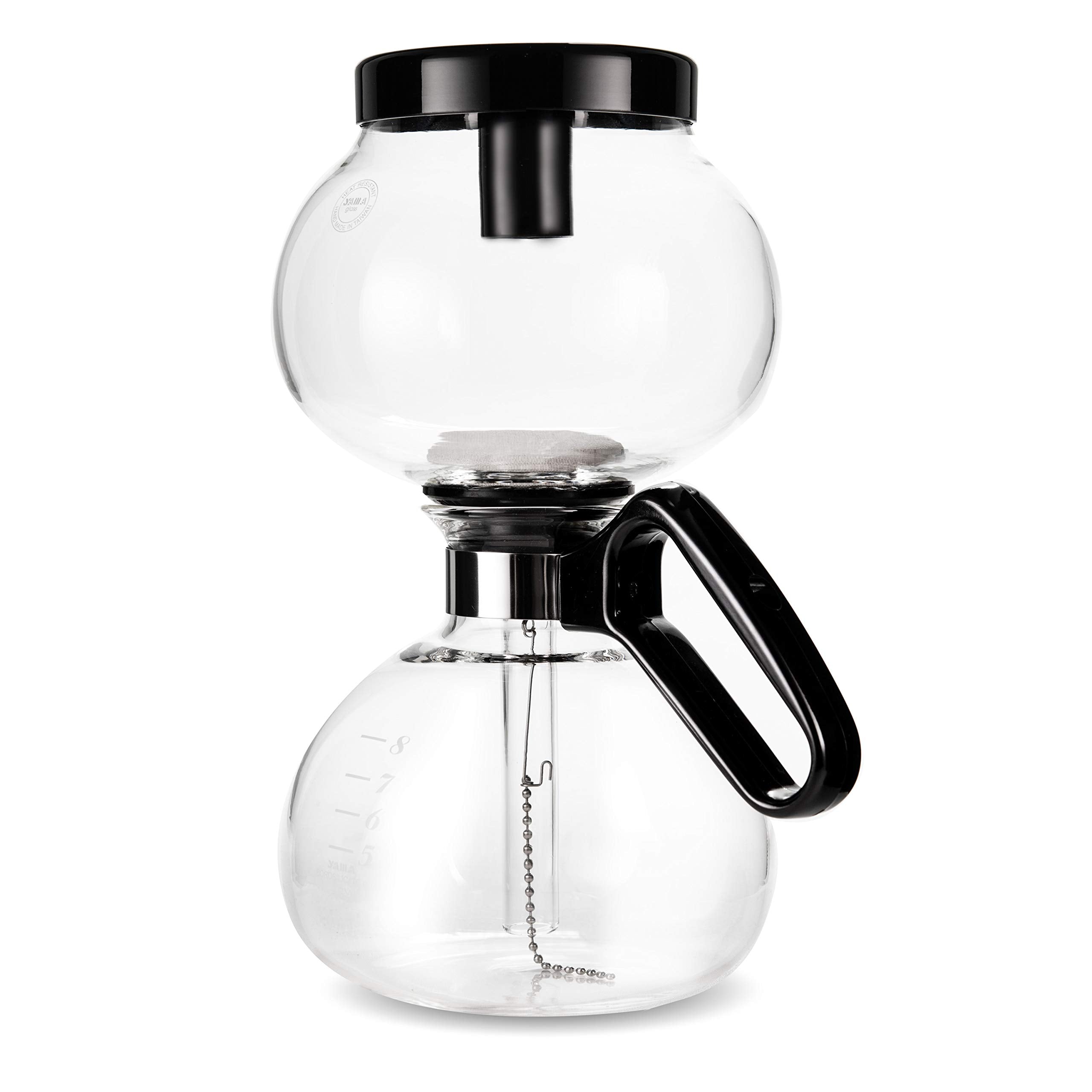 Yama Glass siphon top chamber brewing action and clarity.