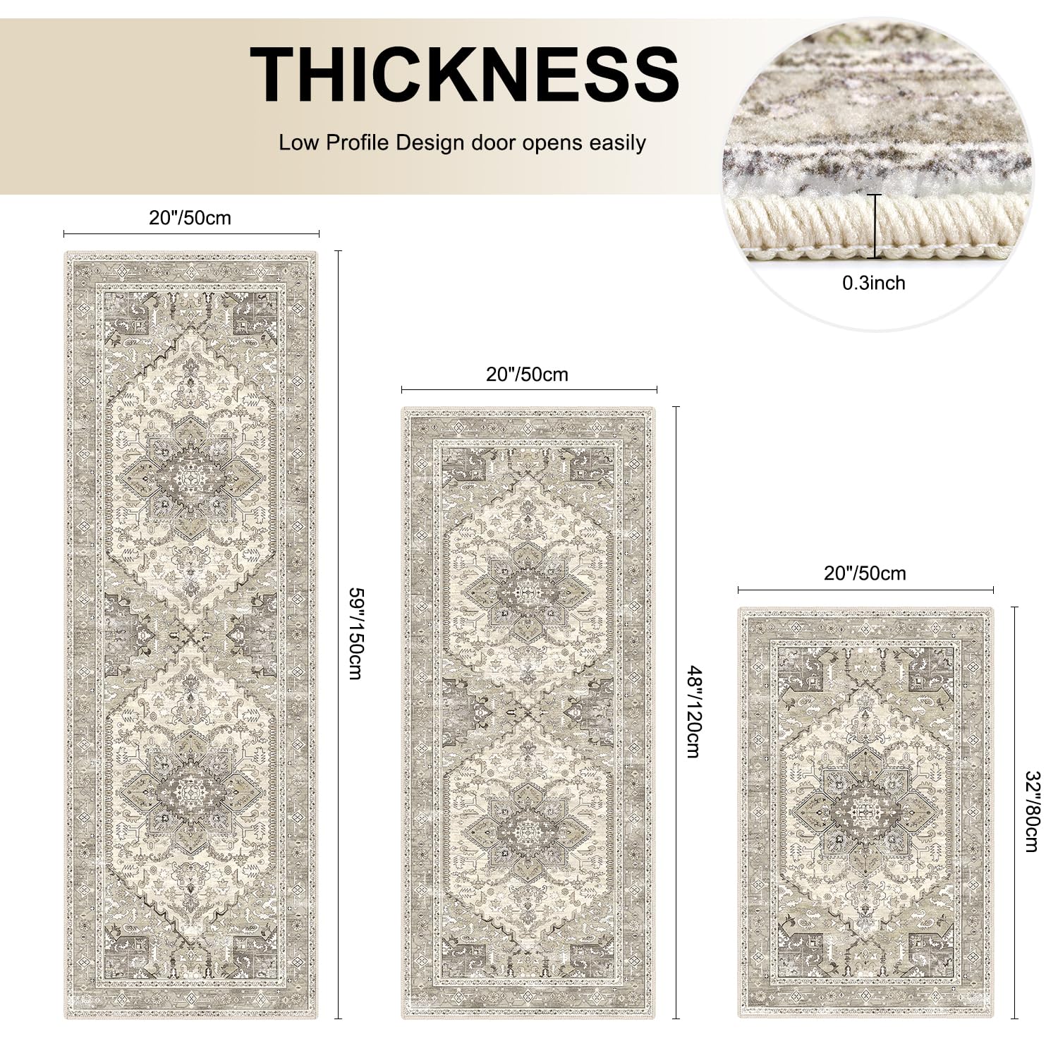 Yamaziot boho kitchen rug with non-slip backing keeps floors secure
