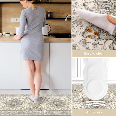 Yamaziot boho rug set features stain resistance for busy kitchens