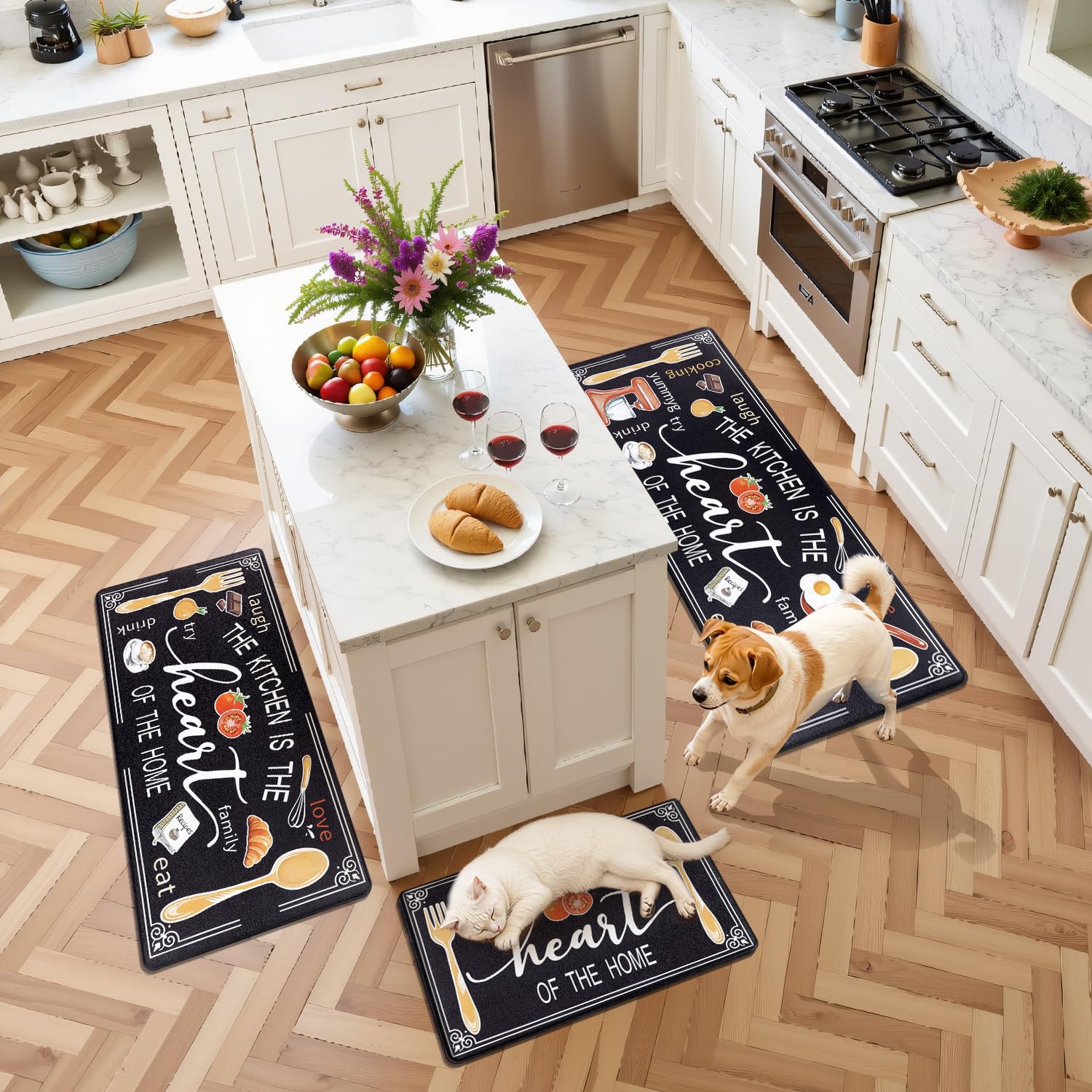 Farmhouse design and durable PVC material in Yamaziot kitchen mats