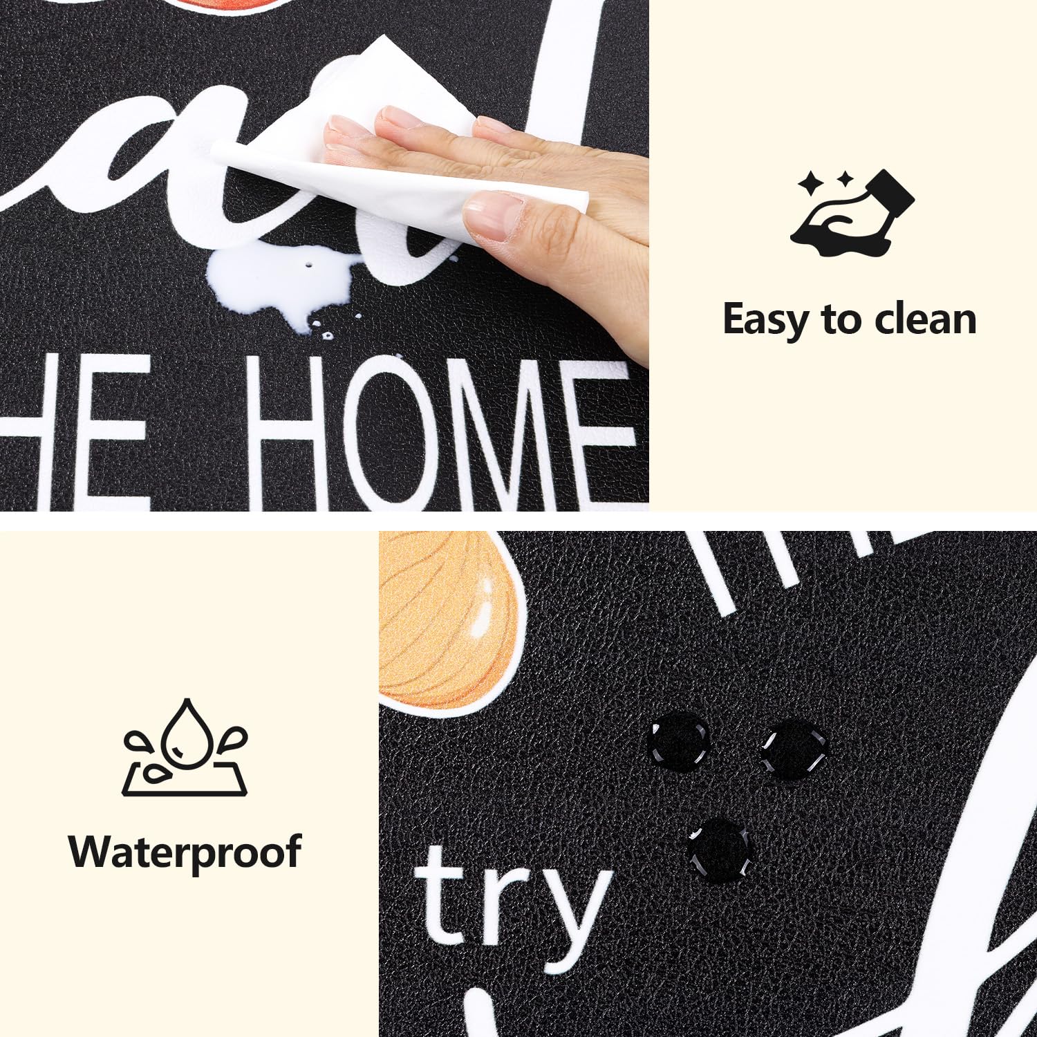 Non-slip backing with beveled edges on Yamaziot mat for safe standing