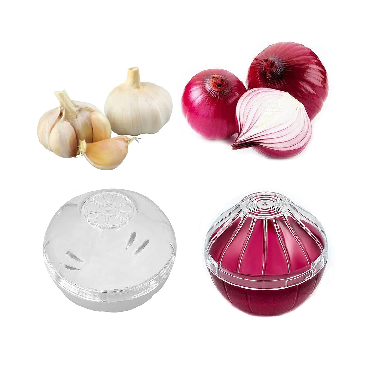 Yamesu garlic saver container preserves chopped garlic for easy cooking.