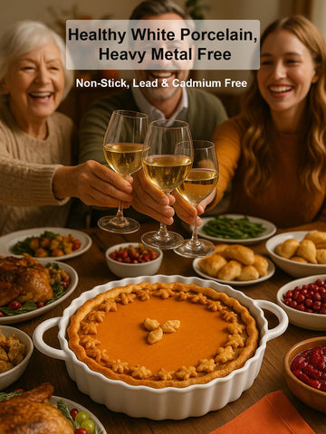 Yamteck non-slip base stabilizes the pie pan during serving