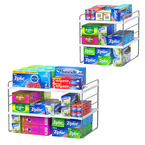 YAN & HIN 2-pack 3-tier expandable cabinet organizer keeps wraps neatly