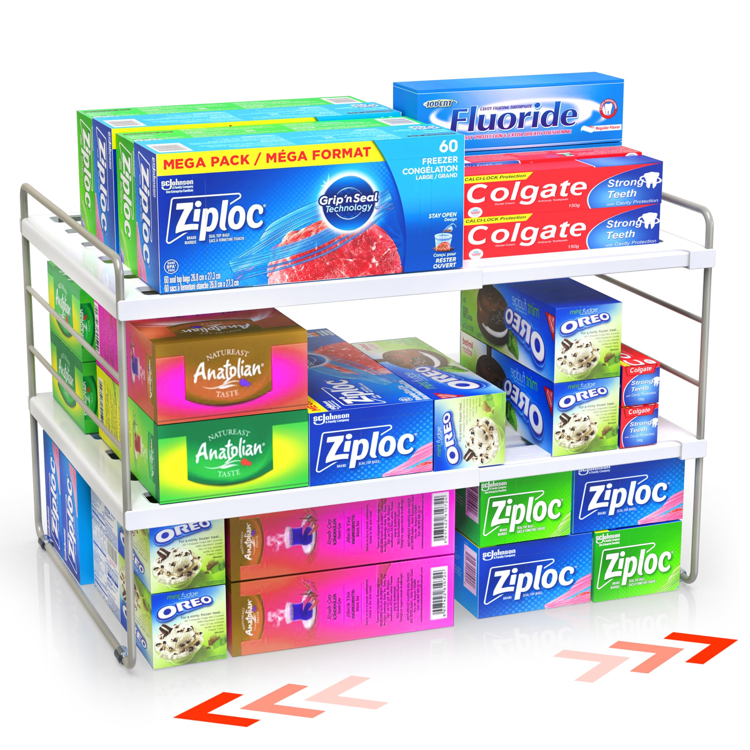 YAN & HIN expandable cabinet organizer keeps shelves neat and flexible.