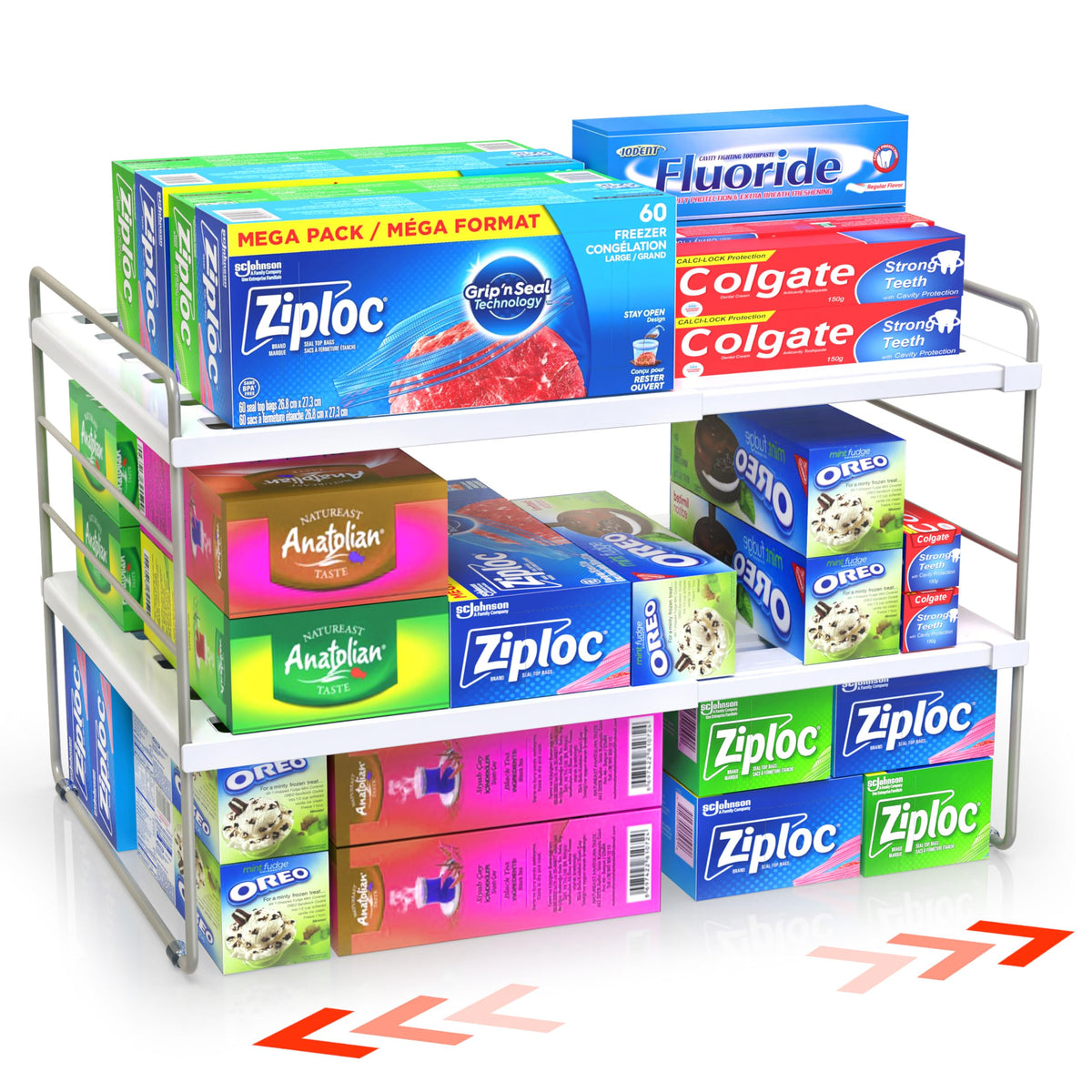 YAN & HIN expandable cabinet organizer keeps shelves neat and flexible.