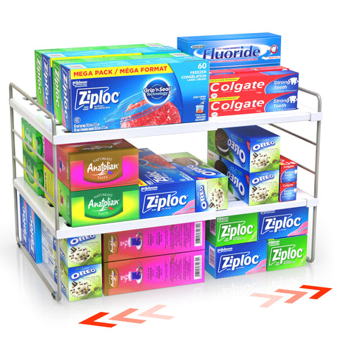 YAN & HIN expandable cabinet organizer keeps shelves neat and flexible.