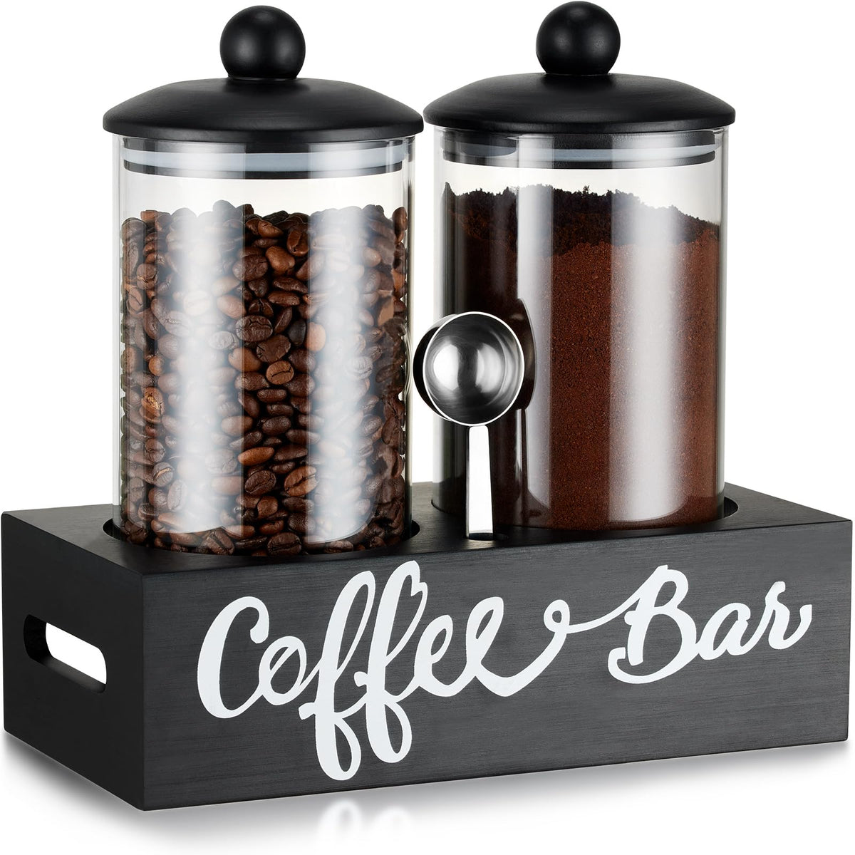 Yangbaga glass coffee canister set with two 55-ounce jars for fresh storage.